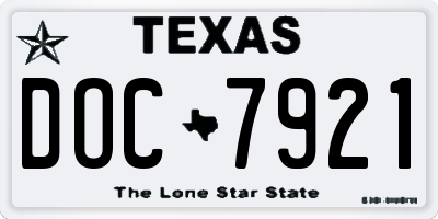 TX license plate DOC7921