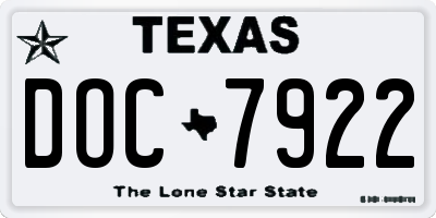 TX license plate DOC7922