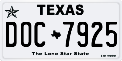TX license plate DOC7925