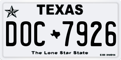 TX license plate DOC7926