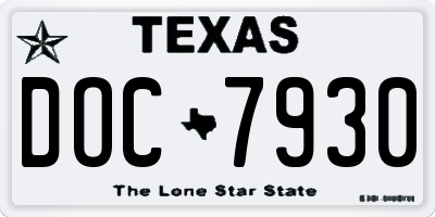 TX license plate DOC7930