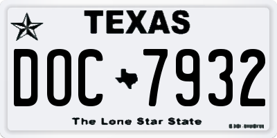 TX license plate DOC7932