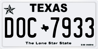 TX license plate DOC7933