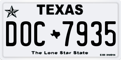 TX license plate DOC7935