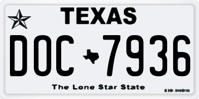 TX license plate DOC7936