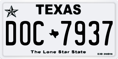 TX license plate DOC7937