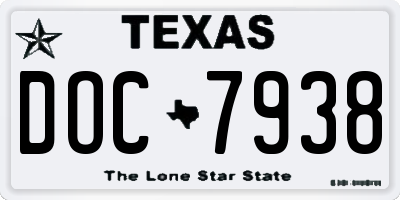 TX license plate DOC7938