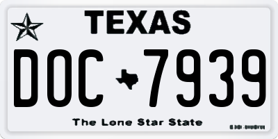 TX license plate DOC7939