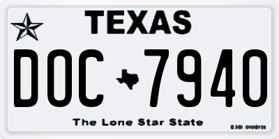 TX license plate DOC7940