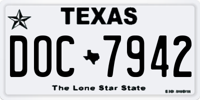 TX license plate DOC7942
