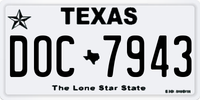 TX license plate DOC7943