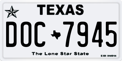 TX license plate DOC7945