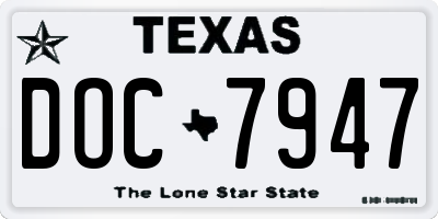 TX license plate DOC7947