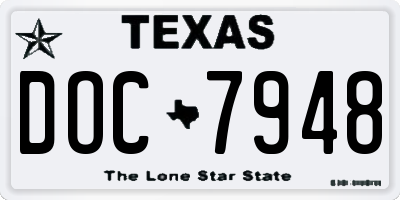 TX license plate DOC7948