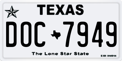 TX license plate DOC7949