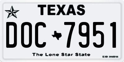 TX license plate DOC7951