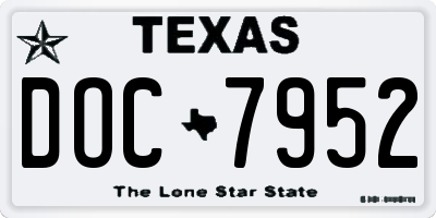 TX license plate DOC7952