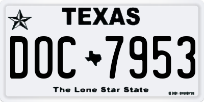 TX license plate DOC7953