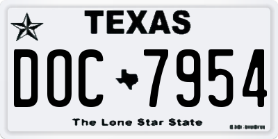 TX license plate DOC7954