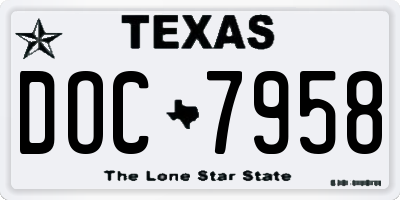 TX license plate DOC7958