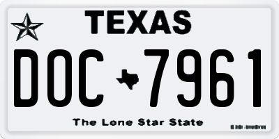 TX license plate DOC7961