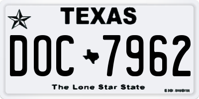 TX license plate DOC7962