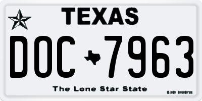TX license plate DOC7963