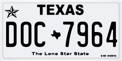 TX license plate DOC7964