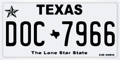 TX license plate DOC7966