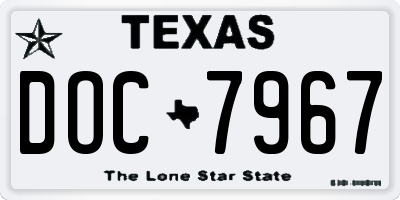 TX license plate DOC7967