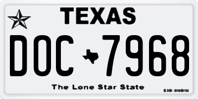 TX license plate DOC7968