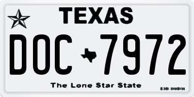 TX license plate DOC7972
