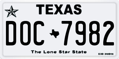 TX license plate DOC7982
