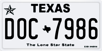 TX license plate DOC7986