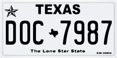TX license plate DOC7987