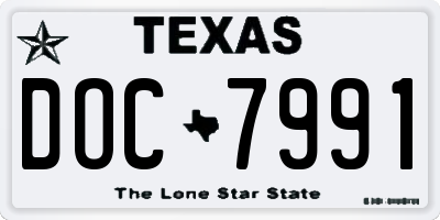 TX license plate DOC7991
