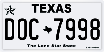 TX license plate DOC7998