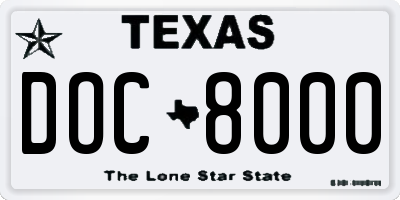 TX license plate DOC8000