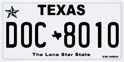 TX license plate DOC8010