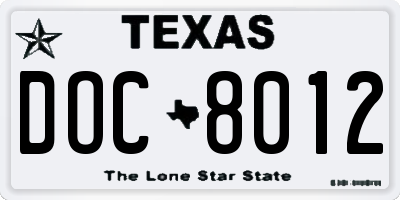 TX license plate DOC8012