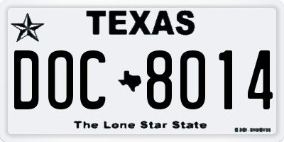 TX license plate DOC8014