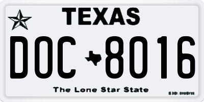 TX license plate DOC8016