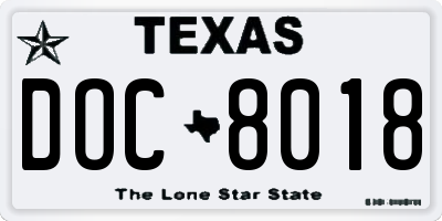 TX license plate DOC8018