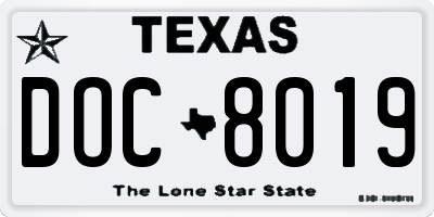 TX license plate DOC8019