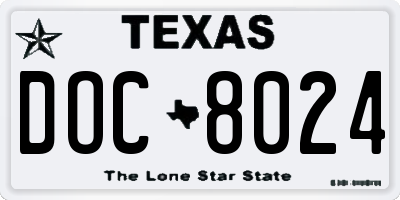 TX license plate DOC8024