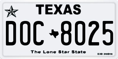 TX license plate DOC8025
