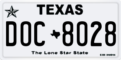 TX license plate DOC8028