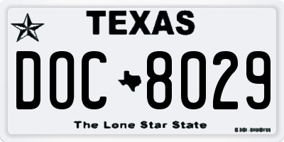 TX license plate DOC8029