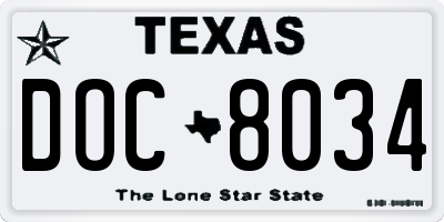 TX license plate DOC8034
