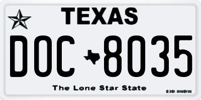TX license plate DOC8035